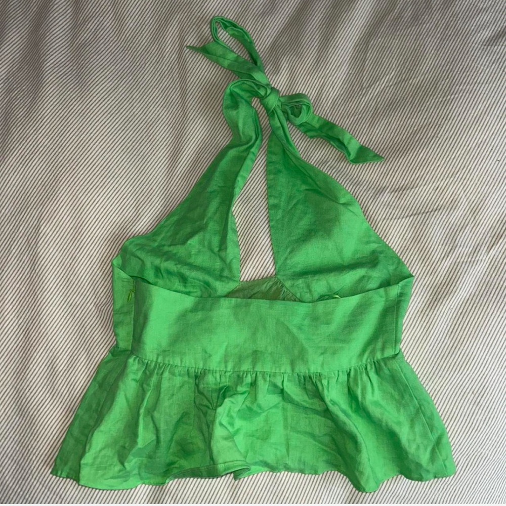Cami NYC Lime Green Cross-Front Crop Top - Picture 3 of 7